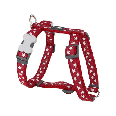 Dog Harness Stars White on Red